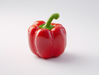A photo of red bell peppers on a simple white background