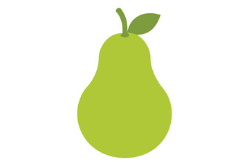 Fresh ripe green and yellow pear, single fruit isolated on a clean white background