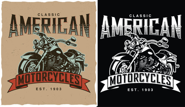 Classic American Motorcycles Est. 1903 Vintage Emblem with Motorcycle
