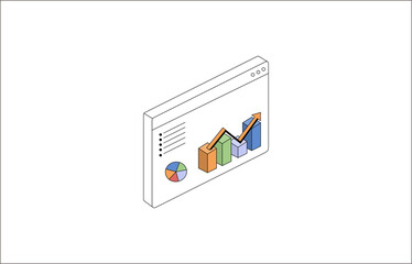 Business Data Analytics Dashboard Isometric Vector Illustration