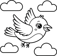 Fototapeta premium Bird flying over a blue sky isolated on transparent background