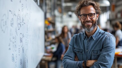 Fototapeta premium Professional workshop engagement office space portrait image collaborative environment close-up view business insight