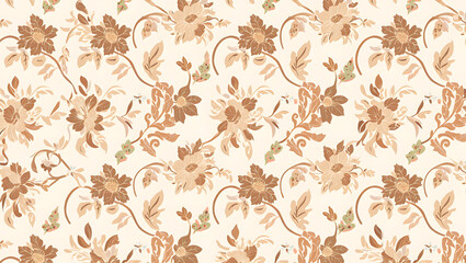 Ornate Floral Background Pattern In Neutral Brown Colors Detailed Vector Illustration