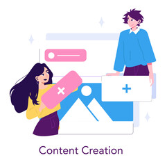 Collaborative Content Creation Vector Illustration