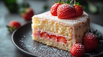Delicious strawberry cake recipe home kitchen food photography cozy environment close-up view sweet treats for special occasions