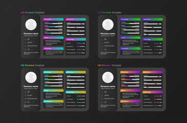 UX persona template set, perfect for UX/UI designers, product managers, and researchers. Ideal for presentations, workshops, and usability projects.