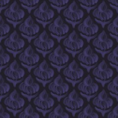 Elegant Dark Purple Abstract Seamless Pattern on Black Background