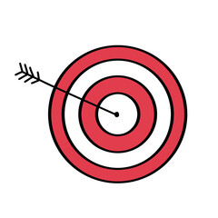 Obraz premium Target bullseye with arrow hitting center icon vector illustration