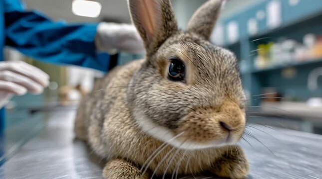 Rabbit at veterinary clinic examination