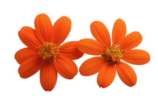 Two vibrant orange flowers. Isolated on transparent background, png