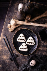 Halloween sushi onigiri in shape of moster