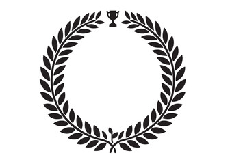 winner laurel wreath logo silhouette vector, laurel wreath silhouette vector illustration, winner laurel wreath trophy silhouette, champions cup winner trophy with a laurel wreath logo silhouettes 