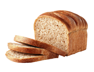 Loaf of sliced bread with a focus on its texture, color, and form isolated on black