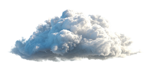 A fluffy, isolated cumulonimbus cloud rendered against a black background with bright, volumetric details