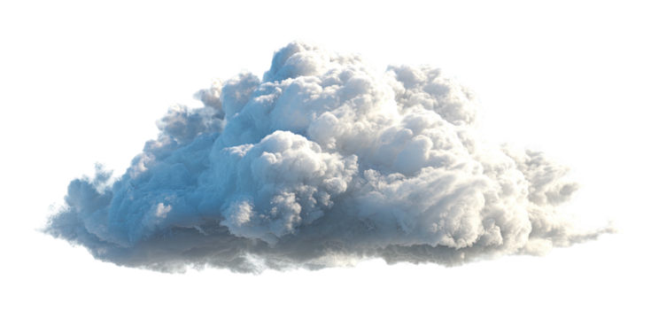 A fluffy, isolated cumulonimbus cloud rendered against a black background with bright, volumetric details - Powered by Adobe
