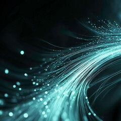 A blue and white image of a stream of light with many small dots. The image has a dreamy, ethereal quality to it