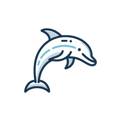 Fototapeta premium A playful dolphin leaping above the water's surface, showcasing its grace in a serene ocean backdrop