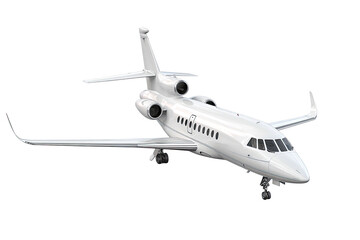 Obraz premium Sleek, white, private jet angled slightly to the right, against a dark background