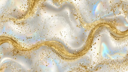 Wedding Celebration Background with Iridescent Holographic Gradients for Anniversary Love Designs in Luxury Ivory Gold