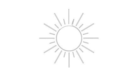 Radiant Burst Minimalist Sun Icon with a Circular Center and Linear Rays