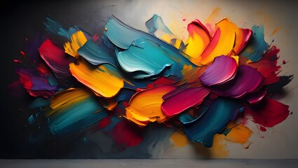 Abstract vibrant oil paint strokes with bold colors and texture