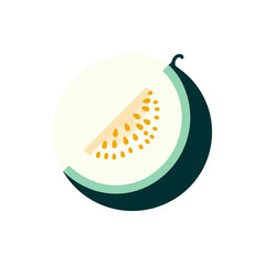 A vibrant illustration of a melon slice showcasing its seeds and texture against a light background