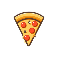 A vibrant illustration of a slice of pepperoni pizza, showcasing its toppings and cheese, ideal for food-related content