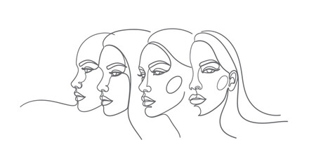 Line Art of Women's Faces Minimalist Beauty in Continuous Strokes