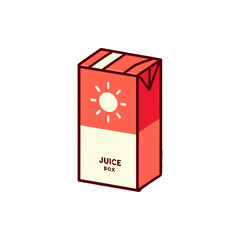 A vibrant juice box with a sun design, set against a plain background, ideal for beverage advertising