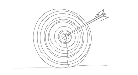 Continuous Line Drawing of an Arrow Hitting the Center of a Target