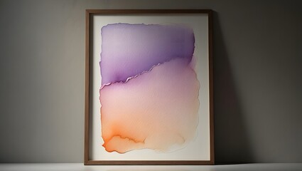 Abstract watercolor painting with soft blend of purple pink and orange hues