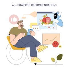 AI-Powered Recommendations Vector Illustration Concept