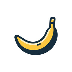 A vibrant yellow banana illustration on a clean white background, perfect for food-related designs