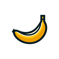 A vibrant yellow banana with smooth curves, placed against a simple, clean background