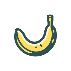 A vibrant yellow banana with a unique shape against a simple white background