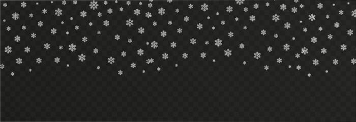 Vector snow png. Falling snowflakes on isolated transparent background. Snowflakes, snow storm, winter, snowfall png.
