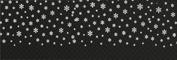 Vector snow png. Falling snowflakes on isolated transparent background. Snowflakes, snow storm, winter, snowfall png.