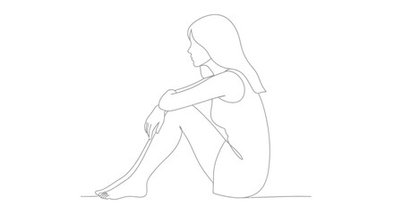 A minimalist line drawing of a person sitting with their arms crossed, lost in thought.