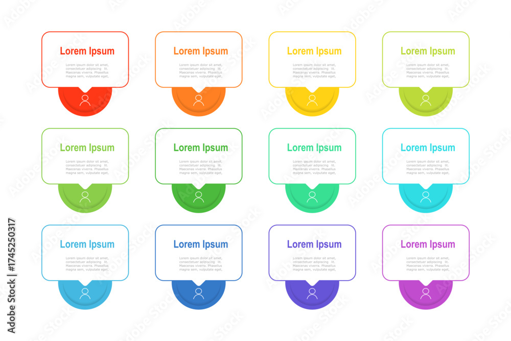 Canvas Prints for business concept with 12 steps infographics, shape with multicolor label, design for workflow la