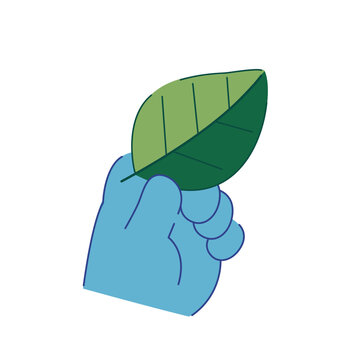 Hand holding green leaf symbolizing eco, nature, and sustainability concept for environment design