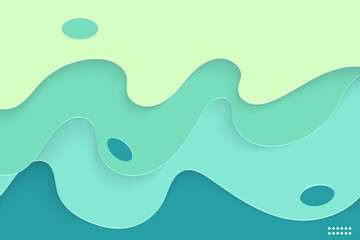 3D abstract background gradient blue and green paper cut shapes. Vector design layout for business presentations, flyers, posters and invitations