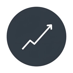 Minimalist Illustration of a Growing Trend Line with Upward Arrow on Dark Circular Background - Business Growth Concept