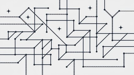 Modern abstract network illustration with geometric lines and sparkling stars creates a futuristic and interconnected technology concept for digital design projects