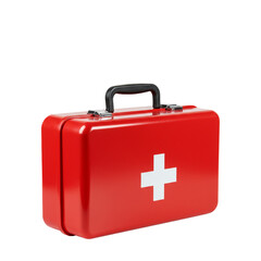 Obraz premium Red first aid kit with white cross isolate on a transparent background
