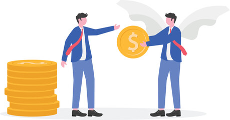 Angel investor, online meetup, startup hub concept with tiny character.

