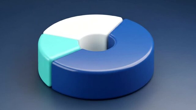 Colorful geometric shapes representing data visualization on a blue backdrop