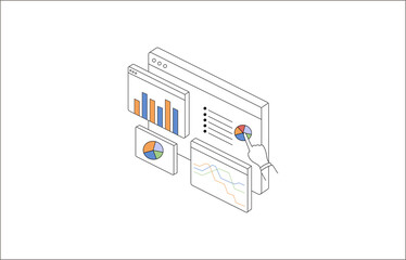 Business Data Analytics Dashboard Isometric Vector Illustration