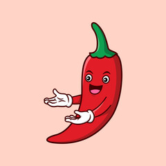 Red chili mascot hot spicy cartoon vector design