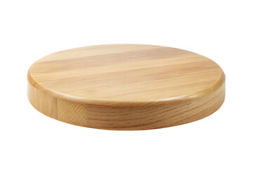Simple round wooden display stand isolated  on white background ,PNG. AI GENERATED.