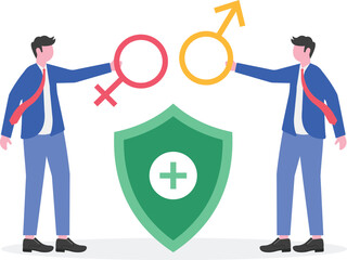 Pregnancy support center, maternity services, maternity care products concept with tiny people.
